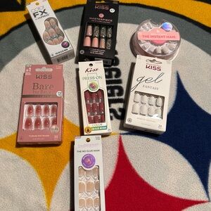 Kiss Press-On Nails Set in Pink, Nude, and White